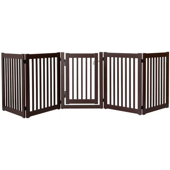 Dynamic Accents Highlander Series Solid Wood Pet Gate - 5 Panel Walk Through - Mahogany-Color:Mahogany,Style:32" High - 5 Panel Walk Through