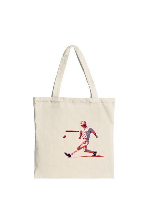 Dynamic Baseball Player Tote Bag - Canvas Multifunctional Reusable Shopping Bag Perfect for Parties Travel & Shopping