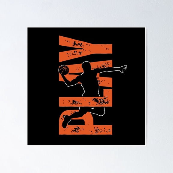 Dynamic Basketball Dunk Silhouette Wall Art Sports Gym Decor, Unframed Poster
