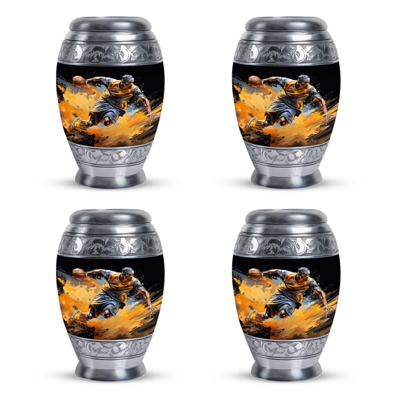 Dynamic Basketball Player Urn For Burial In Ground - Small Keepsake Urn - Burial Urns For Adult Human Ashes, 3 Inch Pack Of 4 Little Keepsakes - Cremation Urns Small - Funeral Urn Ashes