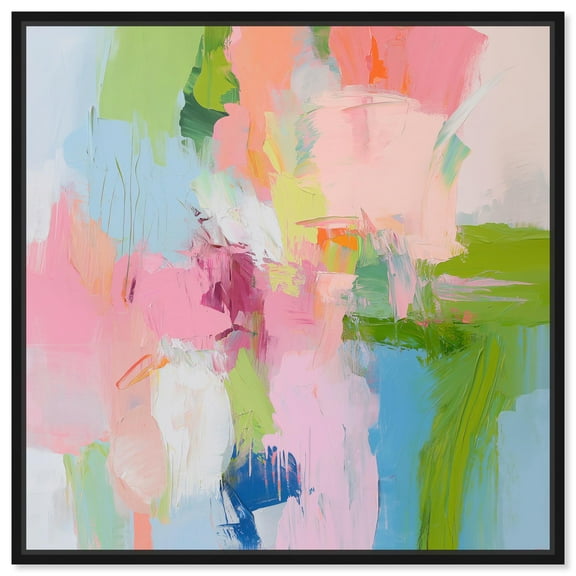 Dynamic Brushwork Canvas Modern Colorful Print by Art Remedy, Black Frame, 12" x 12"