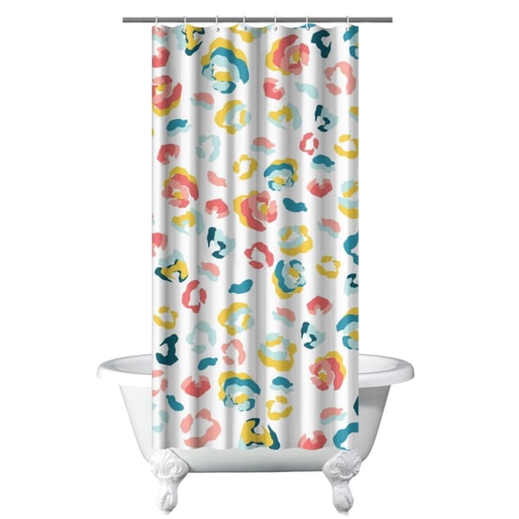 Dynamic Cheetah Print Shower Curtain Abstract Leopard Spots Animal Pattern Modern Cute Cartoon Design Fashion Aesthetic Bathroom Decor Waterproof with Hooks