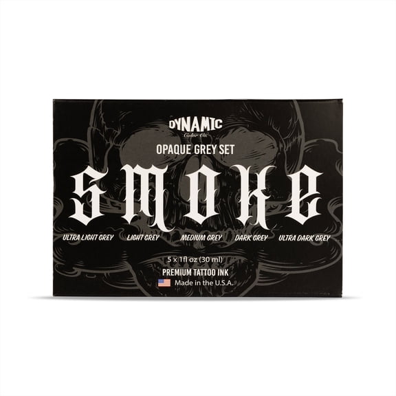 Dynamic Color Tattoo Ink - Permanent Tattooing Inks - Smoke Opaque Greys Set - 1oz