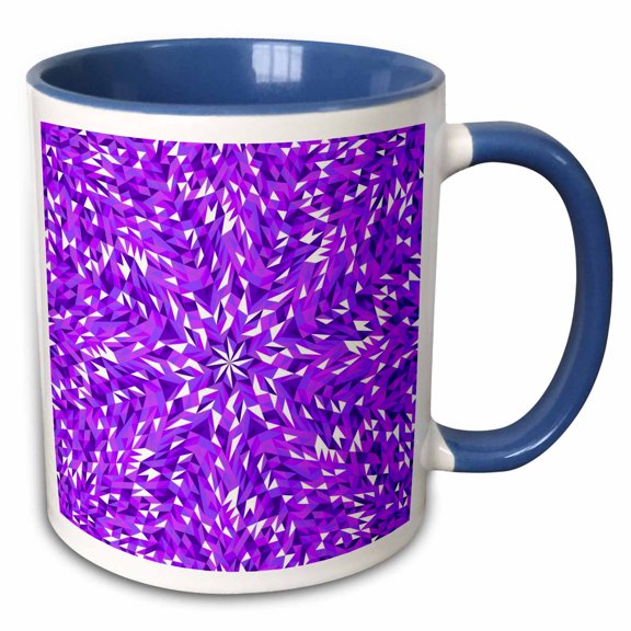 3drose, Dynamic Colorful Abstract Hypnotic Round Mosaic Pattern Background, 15oz Two-tone Blue Mug