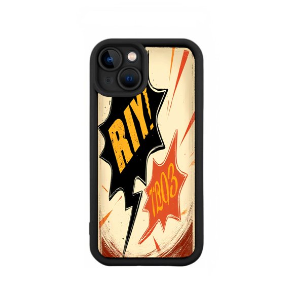 Dynamic Comic Explosion Design iPhone 15 Case - Lightweight Yellowing Resistant Bold ' RIY ' & ' 1003 ' Graphics