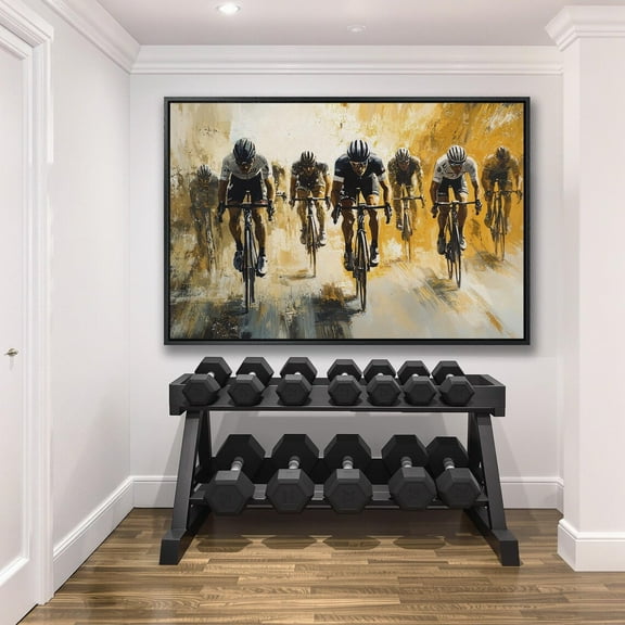 Dynamic Cyclists Wall Art, Bike Race Poster, Cycling Wall Decor, Bicycle Racing Poster, Sports Artwork, Ready To Hang, Stretched Canvas Size 16x24
