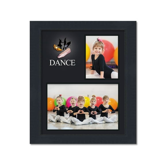 Dynamic Dance Theme Black Wood Frame and Dance Decoration Graphic for Two Photos Measuring 3x5 &