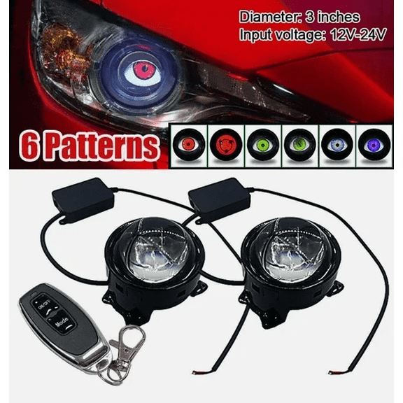 Dynamic Devil Eyes Lights 3" 12v Car Remote Control Eyes Retrofit Kit-