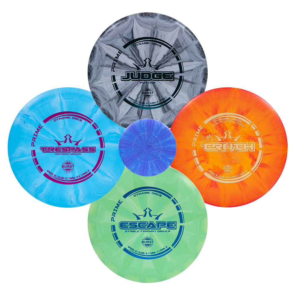 Dynamic Discs Four Disc Prime Burst Disc Golf Starter Set (Colors will