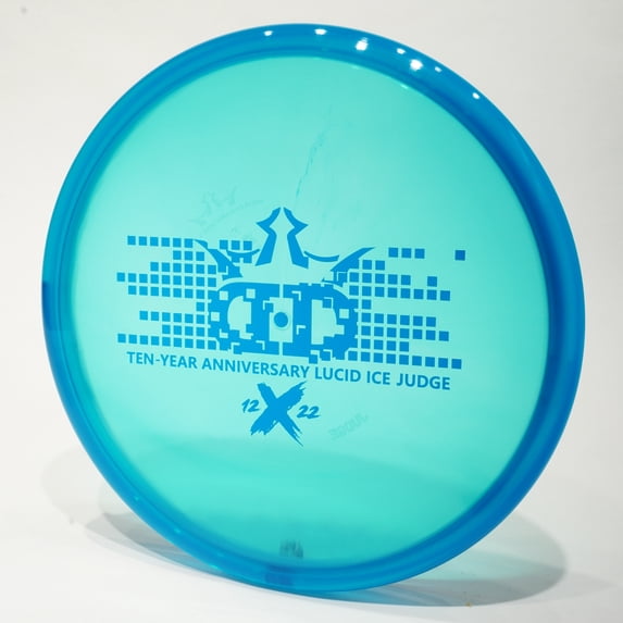 Dynamic Discs Lucid Ice Judge 10 Year Anniversary Edition Disc Golf Putter & Approach Disc, Pick Color/Weight [Stamp & Exact Color May Vary] Blue 175-176 grams