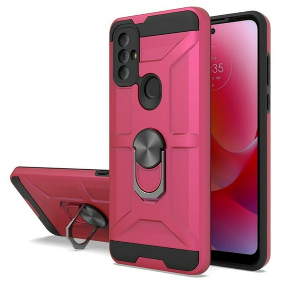Dynamic Dual Layer Hybrid Case with Ring Holder for Motorola Moto G Power 2022 - Hot Pink
