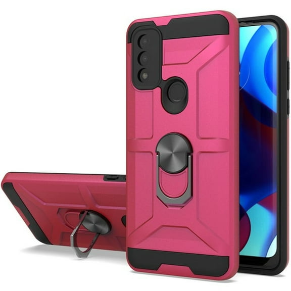 Dynamic Dual Layer Hybrid Case with Ring Holder for Motorola Moto G Pure - Hot Pink