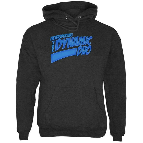 Dynamic Duo Funny Comic Book Mens Hoodie Charcoal Heather X-LG