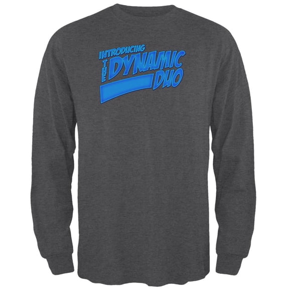 Dynamic Duo Funny Comic Book Mens Long Sleeve T Shirt Deep Heather LG