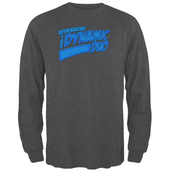 Dynamic Duo Funny Comic Book Mens Long Sleeve T Shirt Deep Heather X-LG