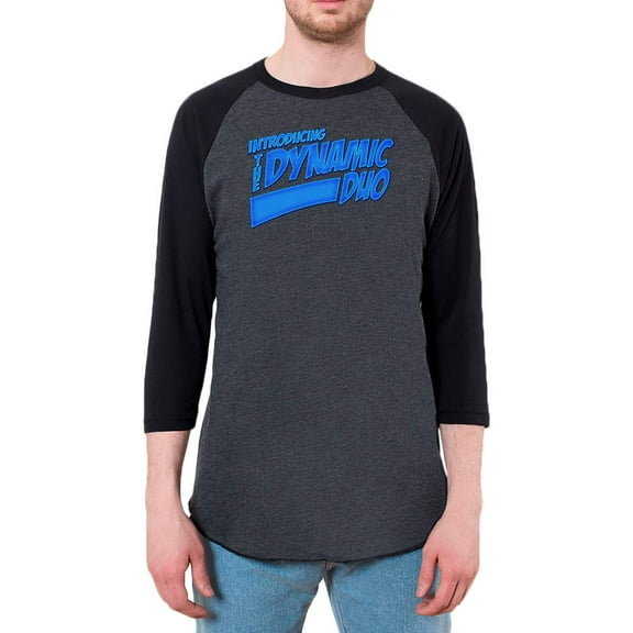 Dynamic Duo Funny Comic Book Mens Raglan T Shirt Heather Black-Black MD