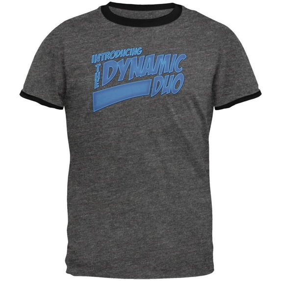 Dynamic Duo Funny Comic Book Mens Ringer T Shirt Dark Heather-Black 2XL