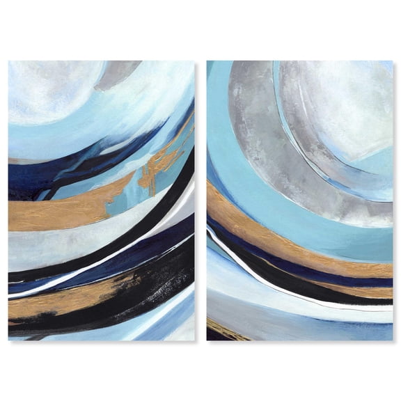 Dynamic Duo of Abstract Flow Canvas Print Modern Wall Decor Set by Art Remedy, Gallery Wrapped, 24 x 36