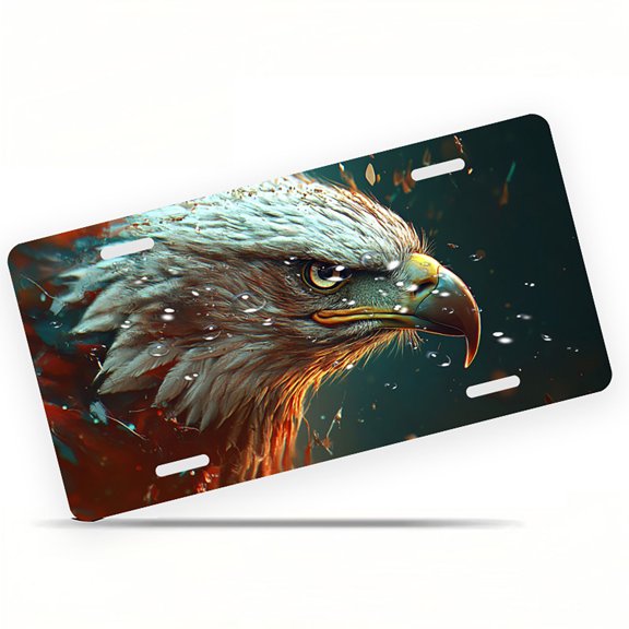 Dynamic Eagle Close - up Funny Personalized License Plate Rust-proof Stainless Steel Metal License Plate Suitable For Men And Women 12.2" x 6.2"