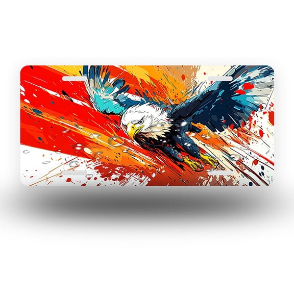 Dynamic Eagle Dash Front License Plate, Metal License Plate, Funny Standard Plates Personalized Novelty Decorative For Men/Women/Boys/Girls Car 6×12 Inch