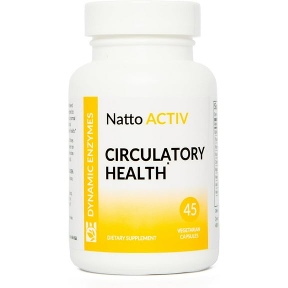 Dynamic Enzymes Natto Activ Circulatory Health Systemic Enzymes, 45 Vegetarian Capsules