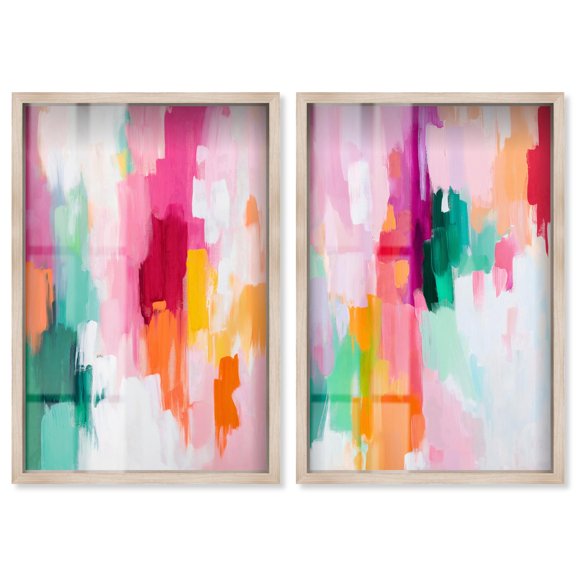 Dynamic Expressions Duo Shadowbox Print Modern Wall Decor Set by Art Remedy, Blonde Frame, 10 x 15