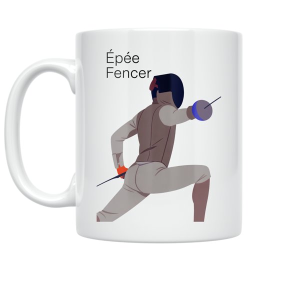 Dynamic Fencing Silhouette - Fencing Enthusiast - 11 oz Ceramic Coffee Mug