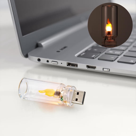 Dynamic Flickering USB Flame Light - USB Plug-in Frosted Bottle Ambient Light - Universal Flame Effect Mood Lamp for Indoor Outdoor Decor