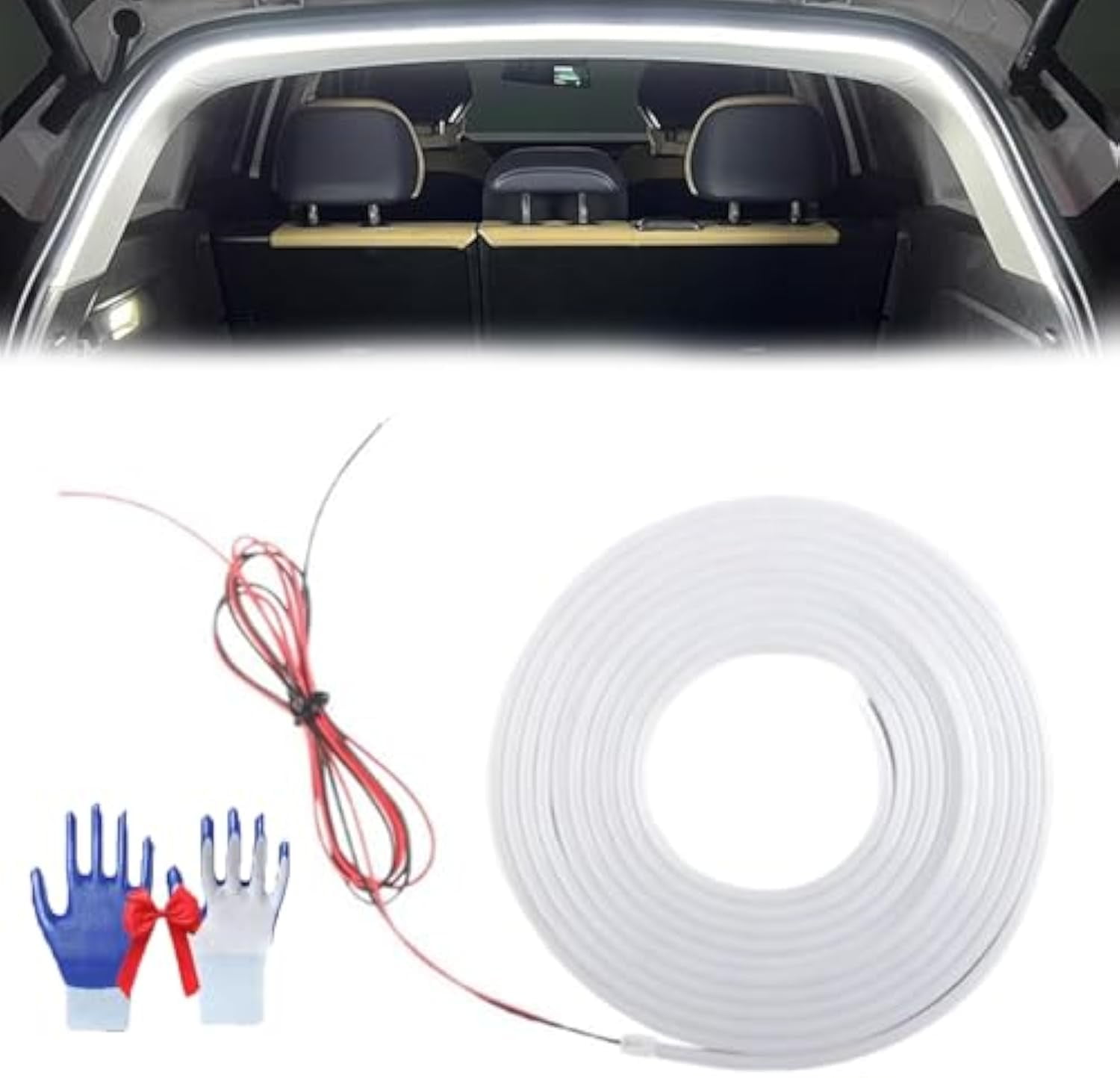 Dynamic Flowing Car Trunk Light Strip, 4 m, led-lichtstrip voor vrachtwagen, voor auto, kofferbak, binnenverlichting, decoratie (4 m, wit