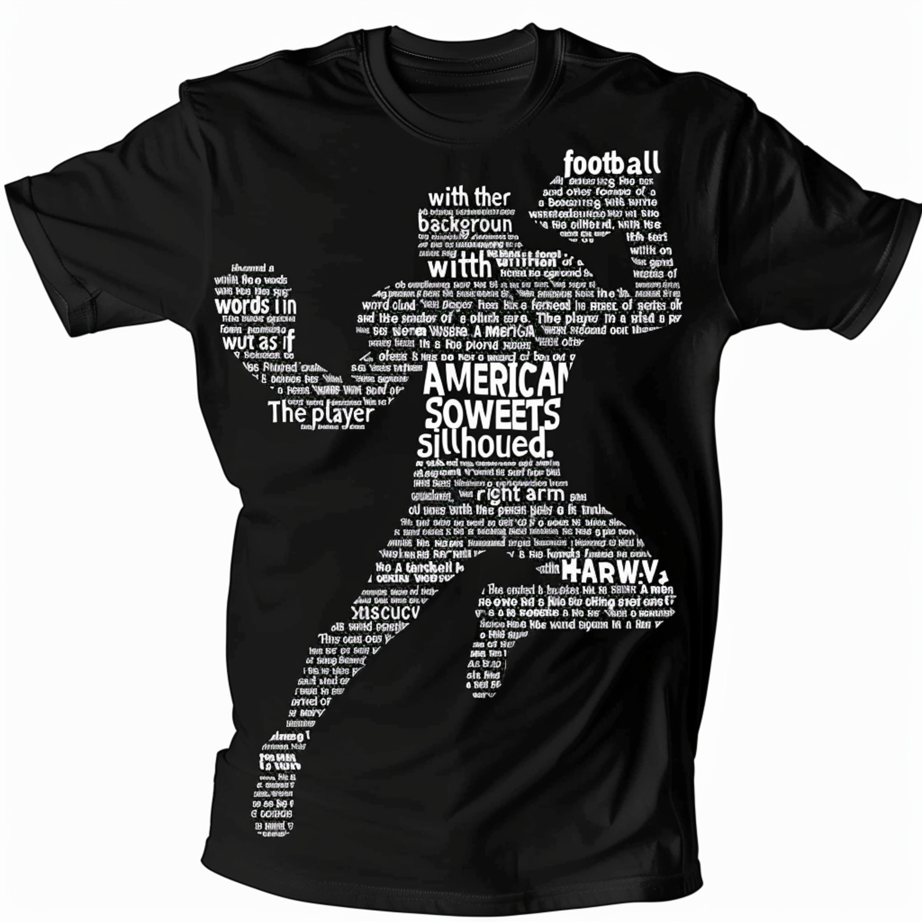 Dynamic Football Thrower Silhouette Sporty Word Cloud Design