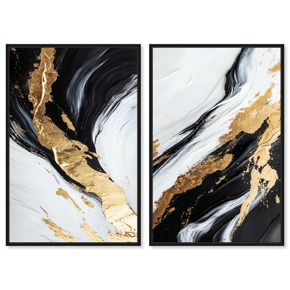 Dynamic Fracture Canvas Print Framed Wall Art Set By Art Remedy, Black Frame, 10 x 15