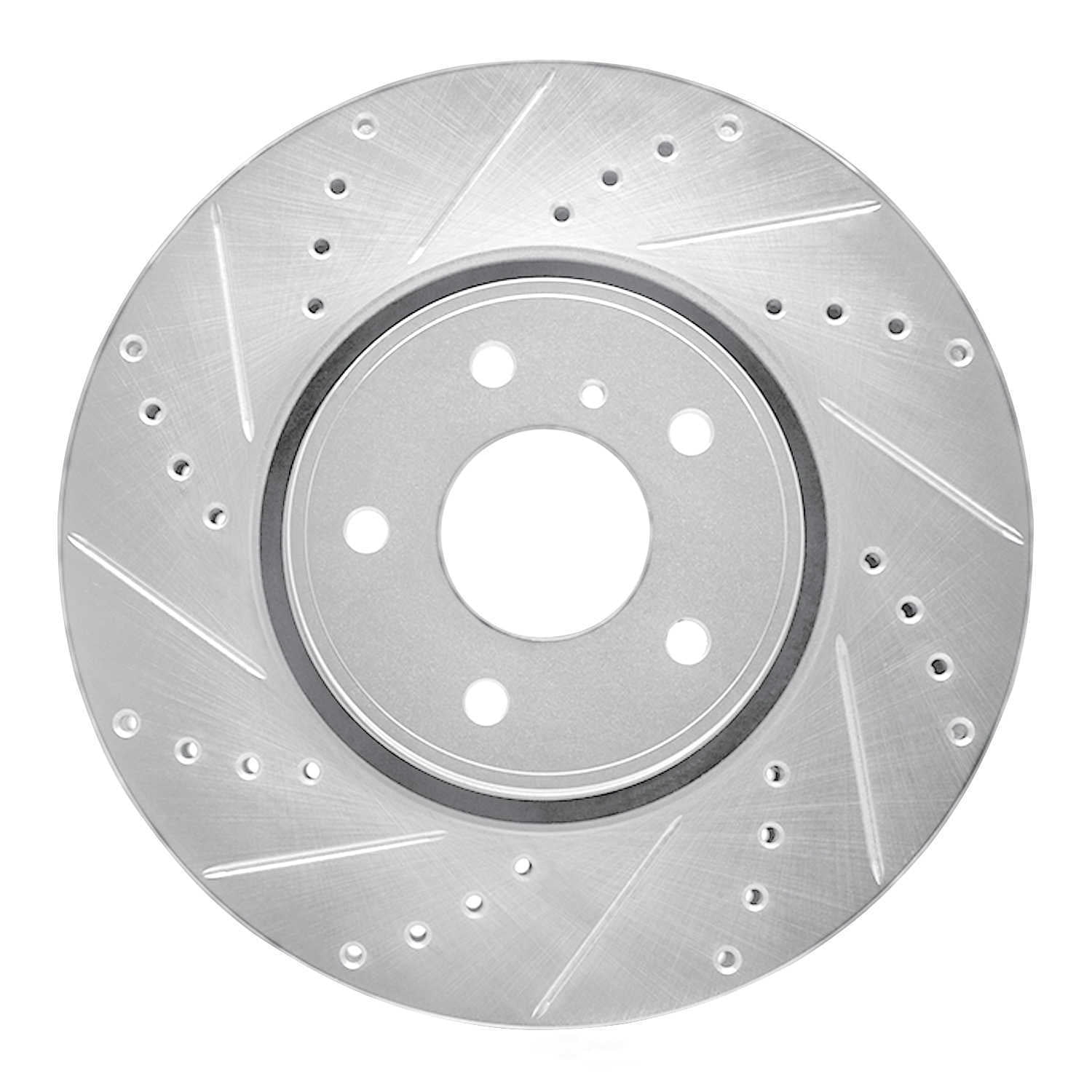 Dynamic Friction Company 631-68014L DFC Brake Rotor - Drilled And Slotted - Silver