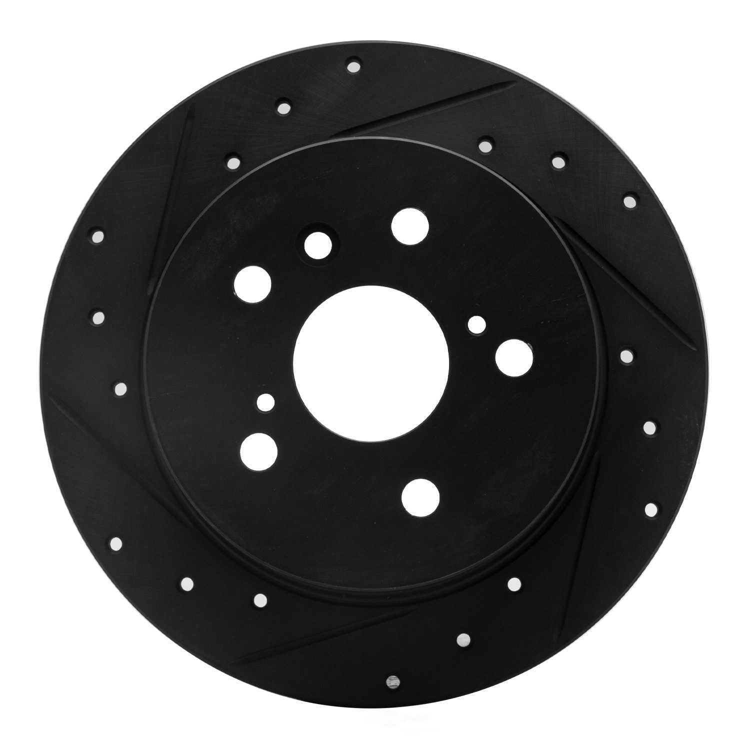 Dynamic Friction Company 633-76079L DFC Brake Rotor - Drilled And Slotted - Black