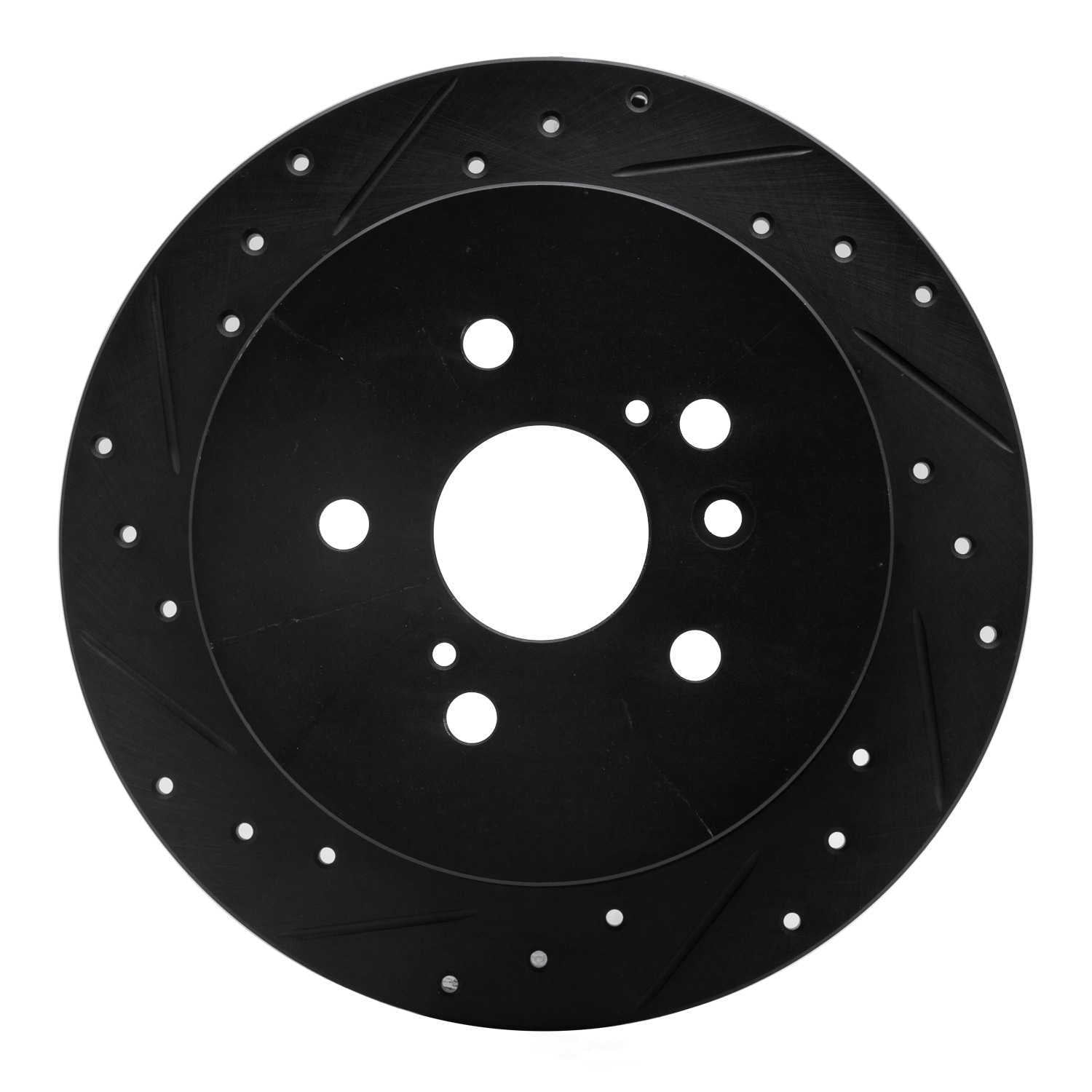 Dynamic Friction Company 633-76086L DFC Brake Rotor - Drilled And Slotted - Black