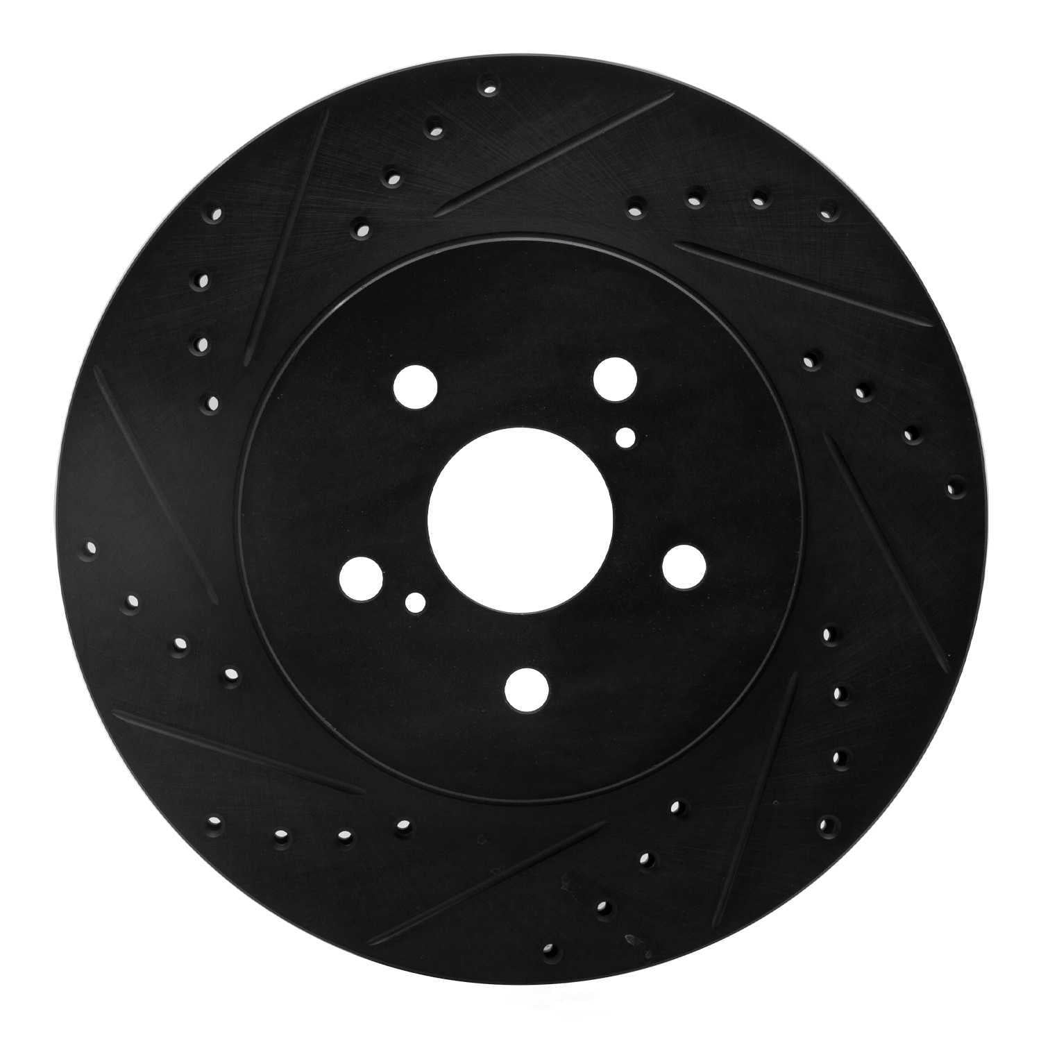 Dynamic Friction Company 633-76129L DFC Brake Rotor - Drilled And Slotted - Black