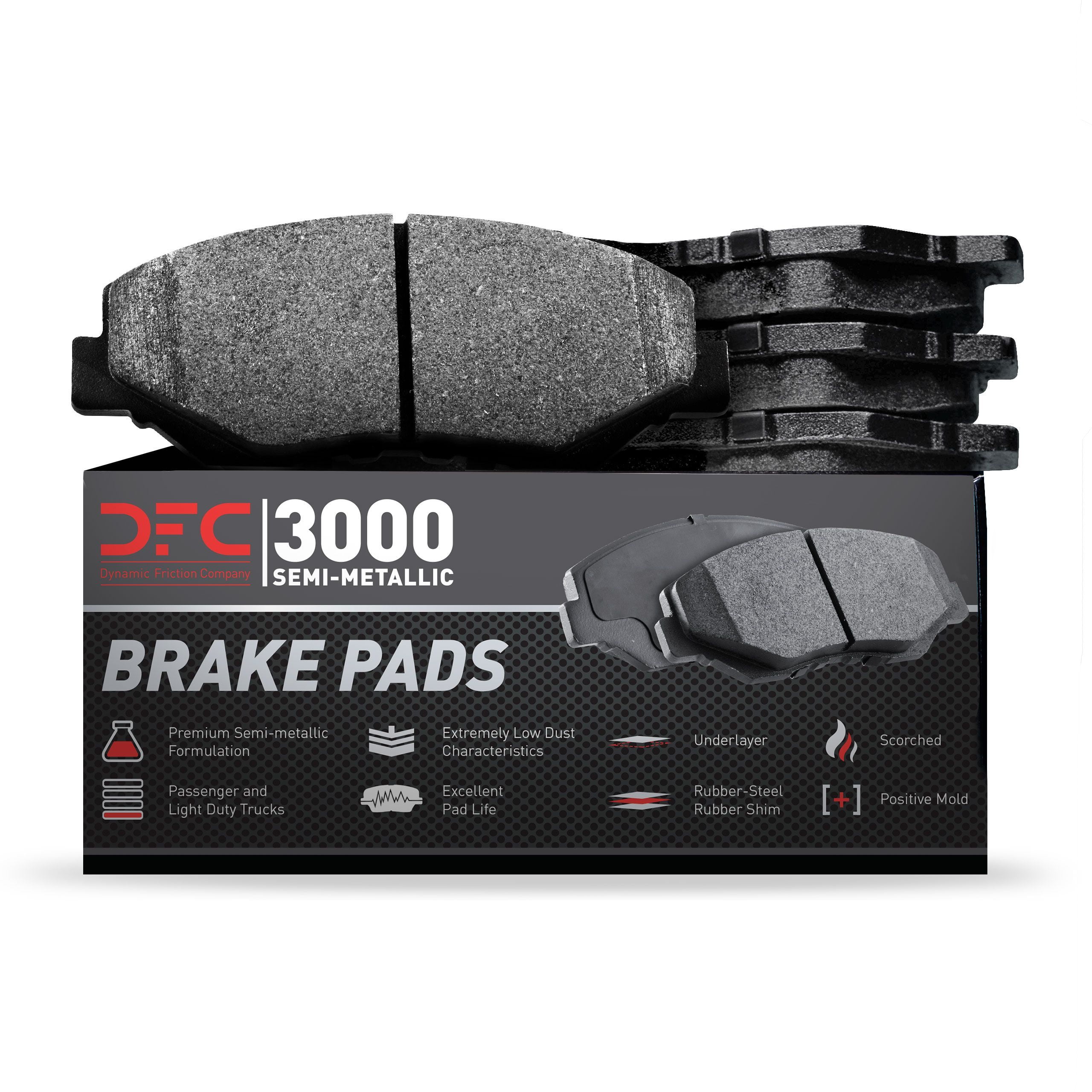 Dynamic Friction Company 3000 Semi-Metallic Brake Pads 1311-0993-00-Rear Set For 2002-2005 Porsche 911