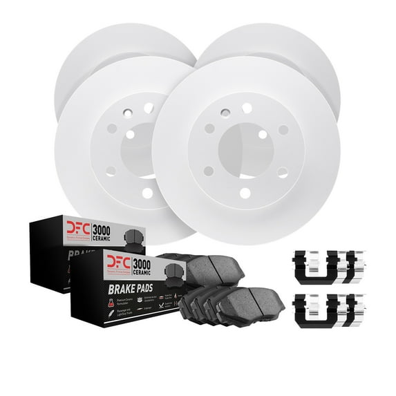 Dynamic Friction Company Front Rear Geospec Brake Rotors with 3000 Series Ceramic Brake Pads includes Hardware 4314-59072