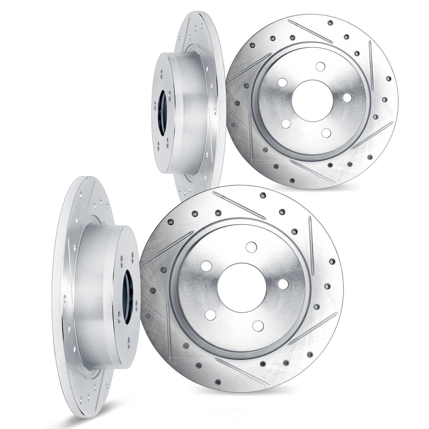 Dynamic Friction Company 7004-11004 DFC Brake Rotors - Drilled & Slotted - Silver