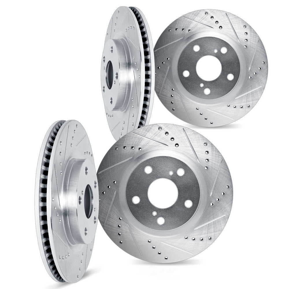 Dynamic Friction Company 7004-20004 DFC Brake Rotors - Drilled & Slotted - Silver