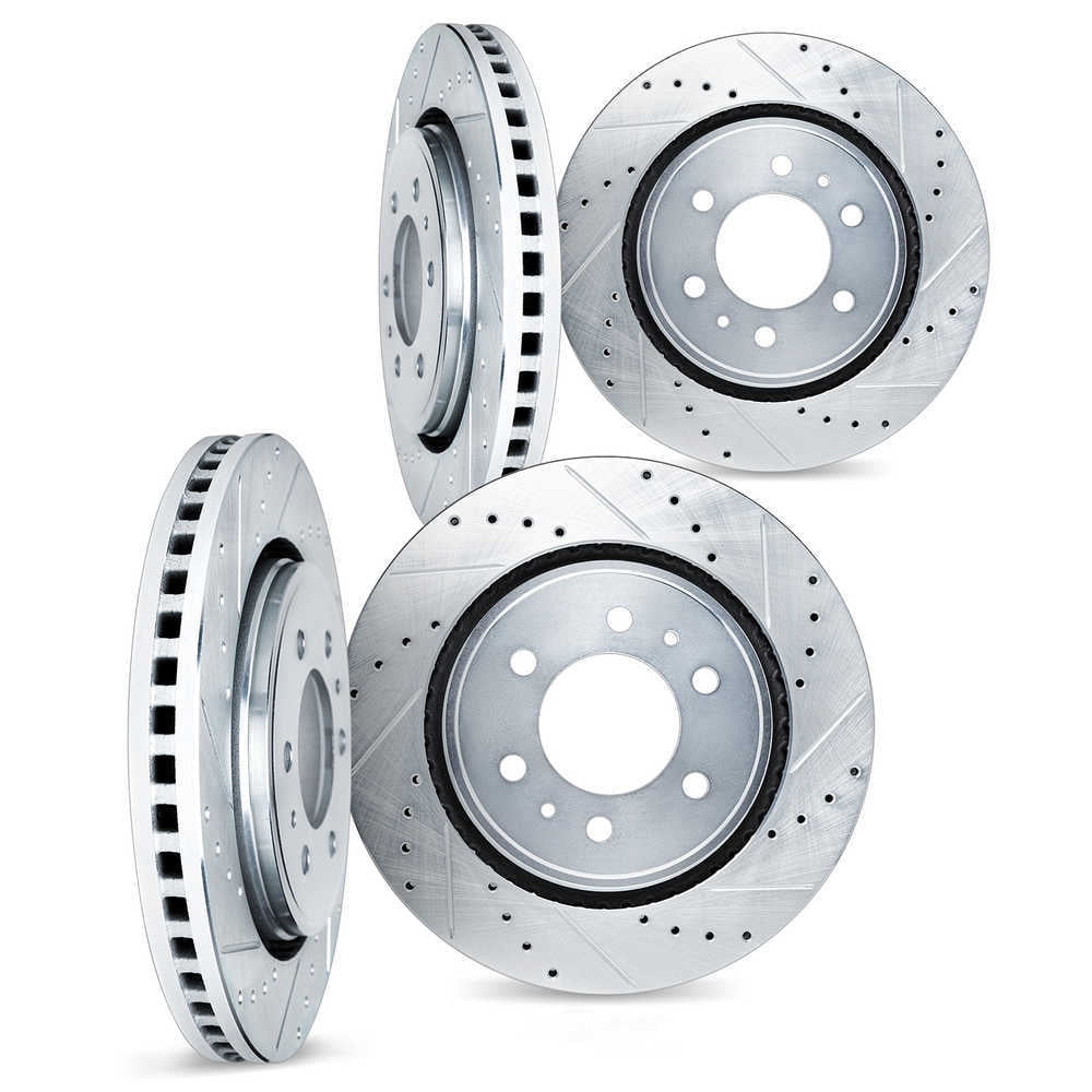Dynamic Friction Company 7004-46028 DFC Brake Rotors - Drilled & Slotted - Silver