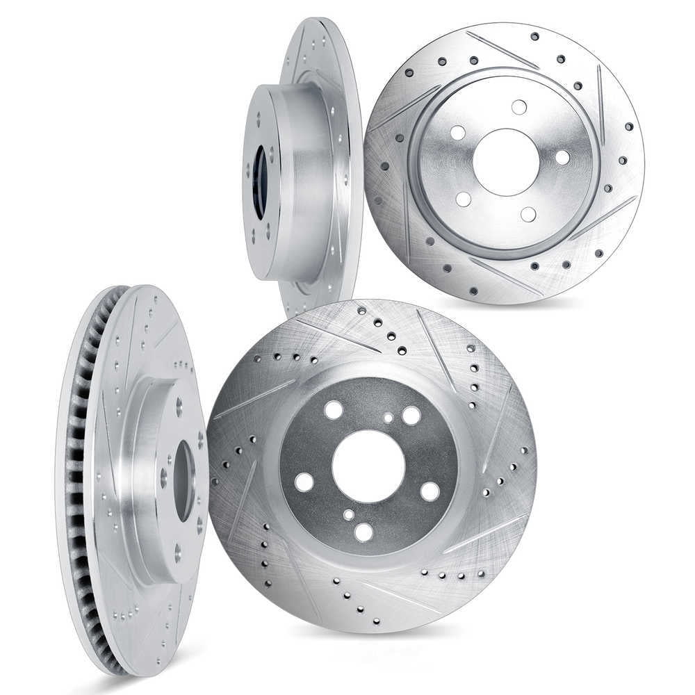 Dynamic Friction Company 7004-54253 DFC Brake Rotors - Drilled & Slotted - Silver