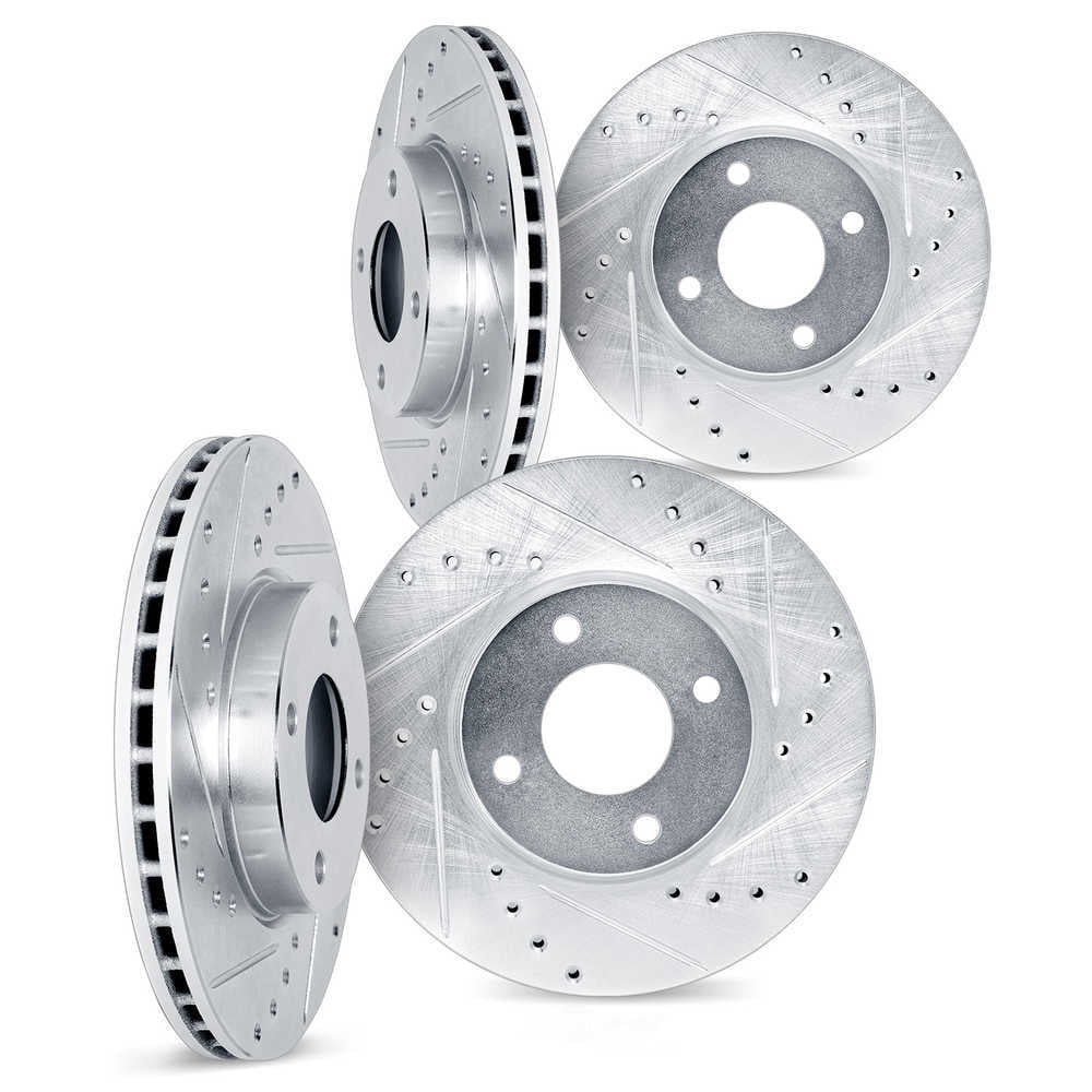 Dynamic Friction Company 7004-76057 DFC Brake Rotors - Drilled & Slotted - Silver