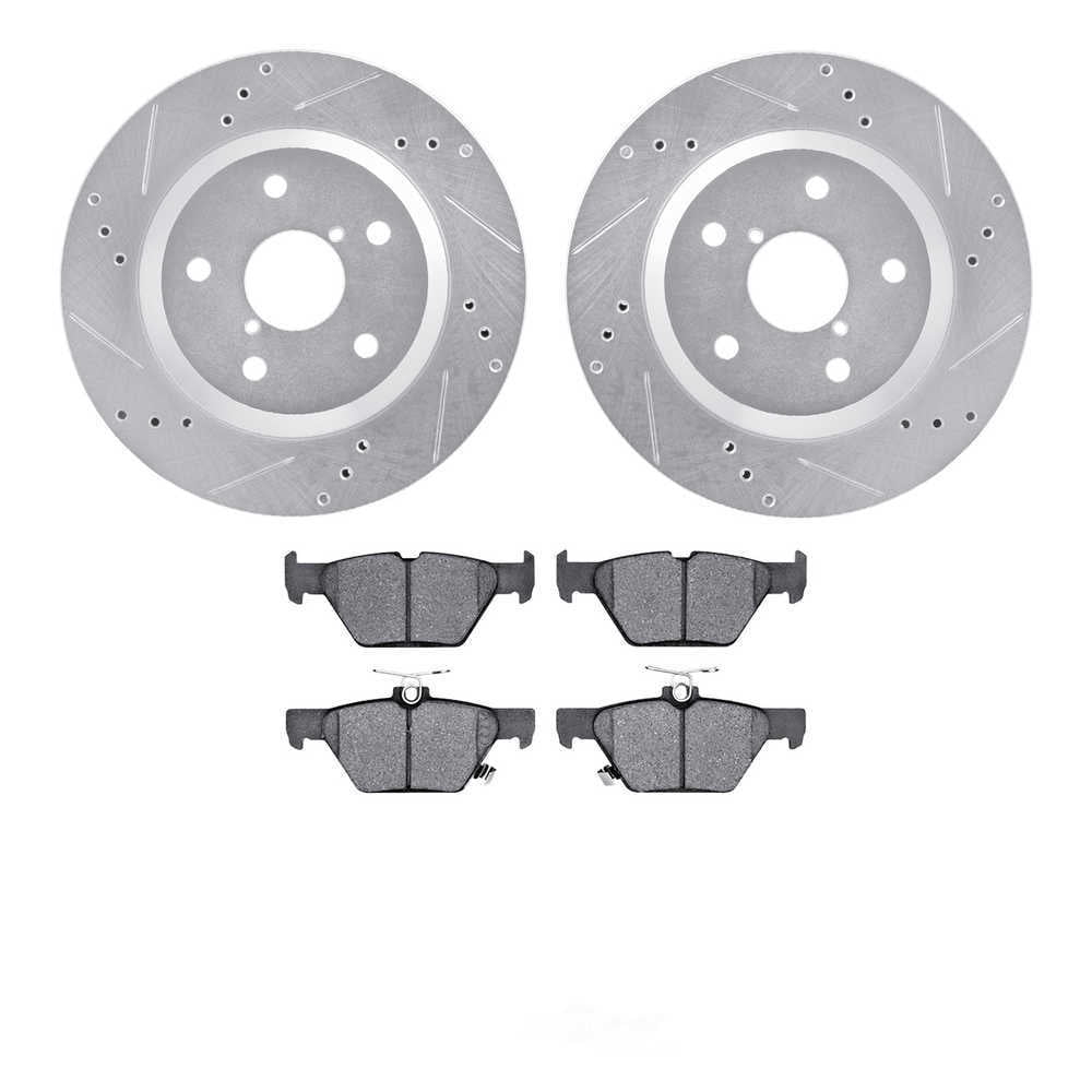 Dynamic Friction Company 7502-13056 DFC Rotors-Drilled and Slotted-Silver with 5000 Advanced Brake