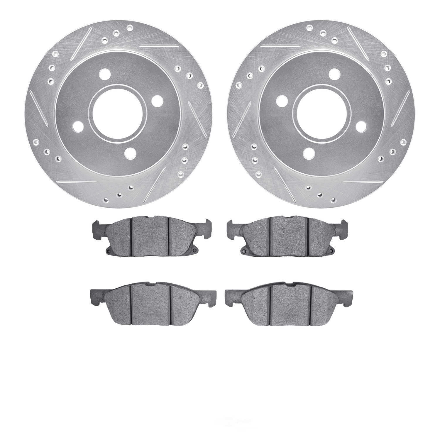 Dynamic Friction Company 7502-55002 DFC Rotors-Drilled and Slotted-Silver with 5000 Advanced Brake