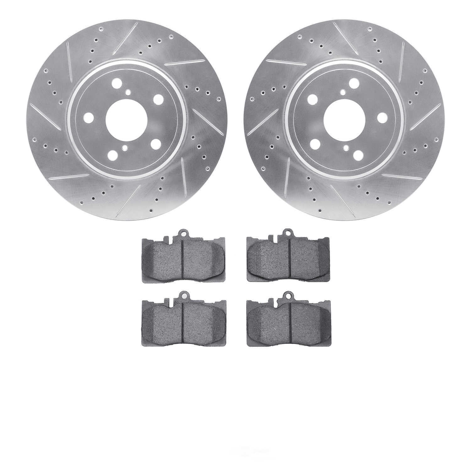 Dynamic Friction Company 7502-75012 DFC Rotors-Drilled and Slotted-Silver with 5000 Advanced Brake