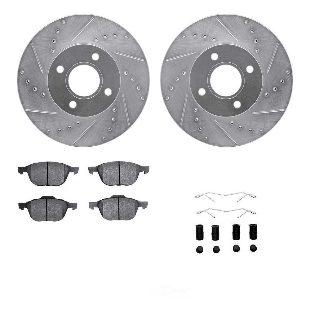 Dynamic Friction Company 7512-54034 DFC Rotors-Drilled and Slotted-Silver with 5000 Advanced Brake