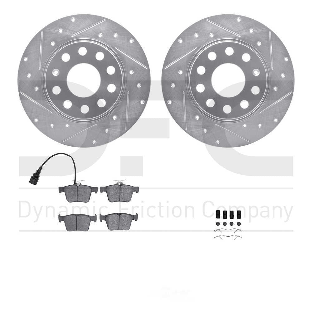 Dynamic Friction Company 7512-74063 DFC Rotors-Drilled and Slotted-Silver with 5000 Advanced Brake