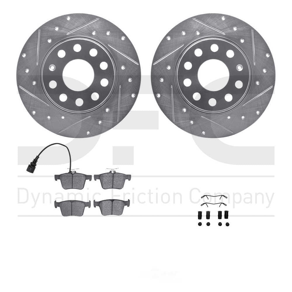 Dynamic Friction Company 7512-74064 DFC Rotors-Drilled and Slotted-Silver with 5000 Advanced Brake