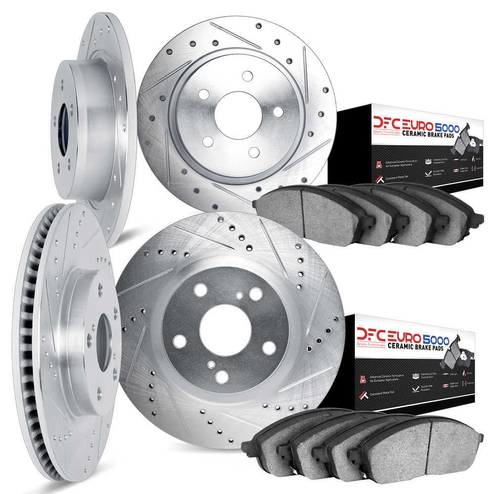 Dynamic Friction Company 7604-74000 DFC Rotors-Drilled and Slotted-Silver with EURO 5000 Ceramic