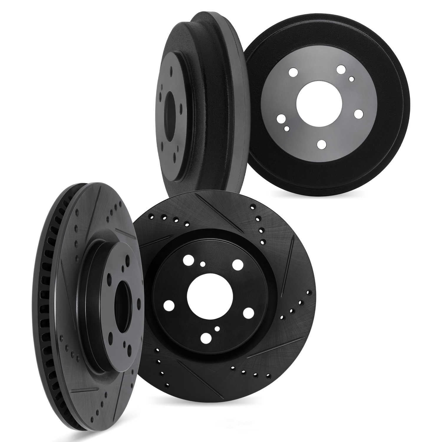 Dynamic Friction Company 8004-59099 DFC Rotors-Drilled and Slotted-Black includes DFC Drums